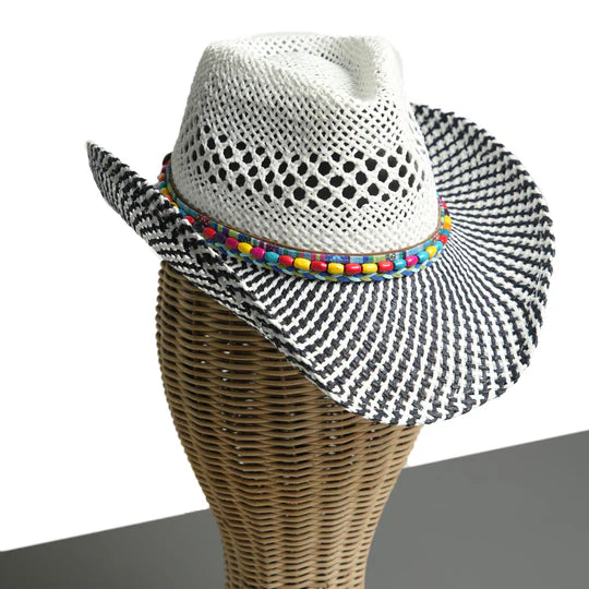 Chokore  Chokore Cowboy Hat with Black and White Belt (Black) 