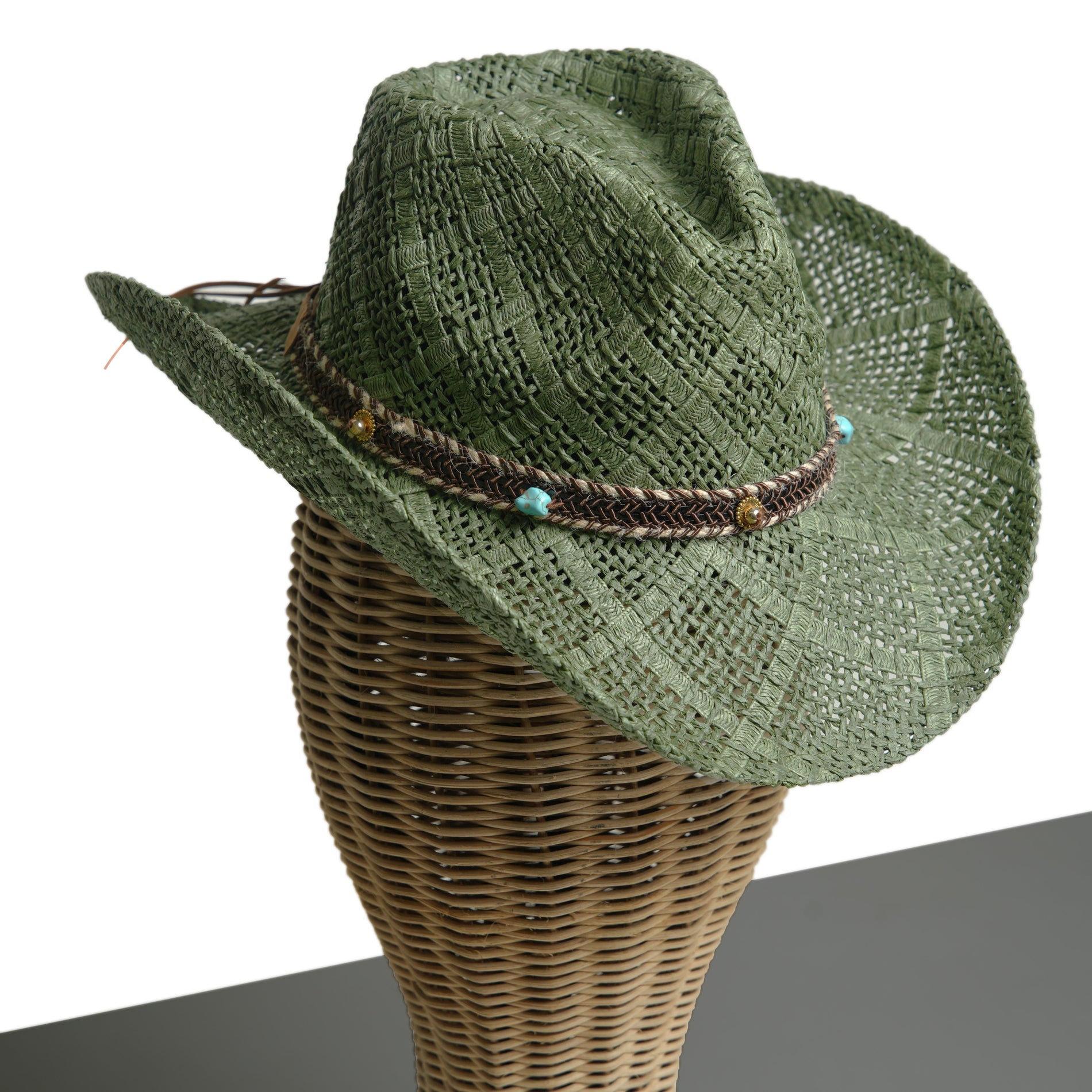 Chokore  Chokore Handcrafted Straw Cowboy Hat (Green) 