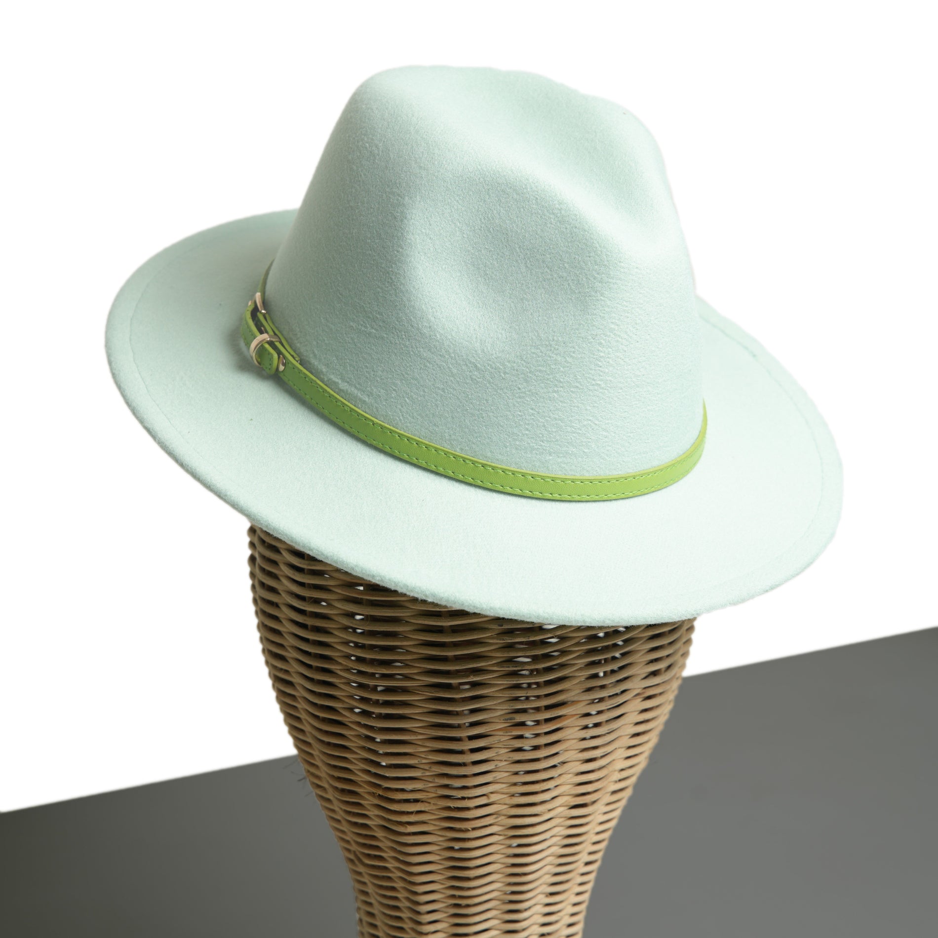 Chokore Chokore Fedora Hat with Green PU Leather Belt (Light Green) Chokore Fedora Hat with Green PU Leather Belt (Light Green) 