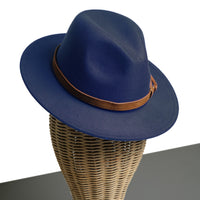 Chokore Chokore Fedora Hat with Vegan Leather Belt (Enamel Blue)