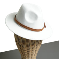 Chokore Chokore Fedora Hat with Vegan Leather Belt (White)