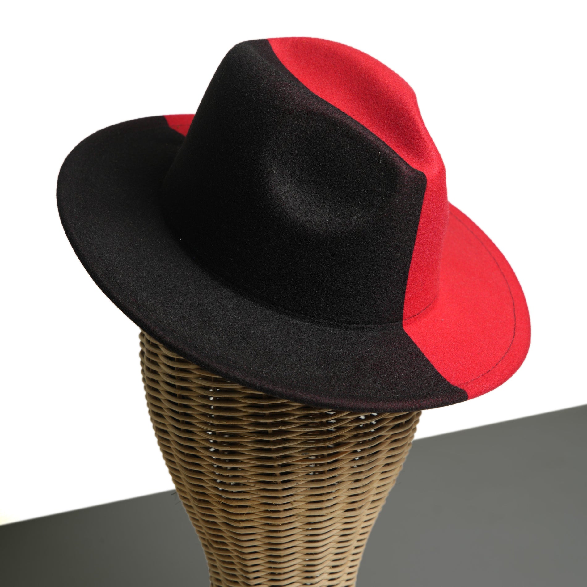 Chokore Chokore Half and Half Fedora Hat (Red & Black) Chokore Half and Half Fedora Hat (Red & Black) 