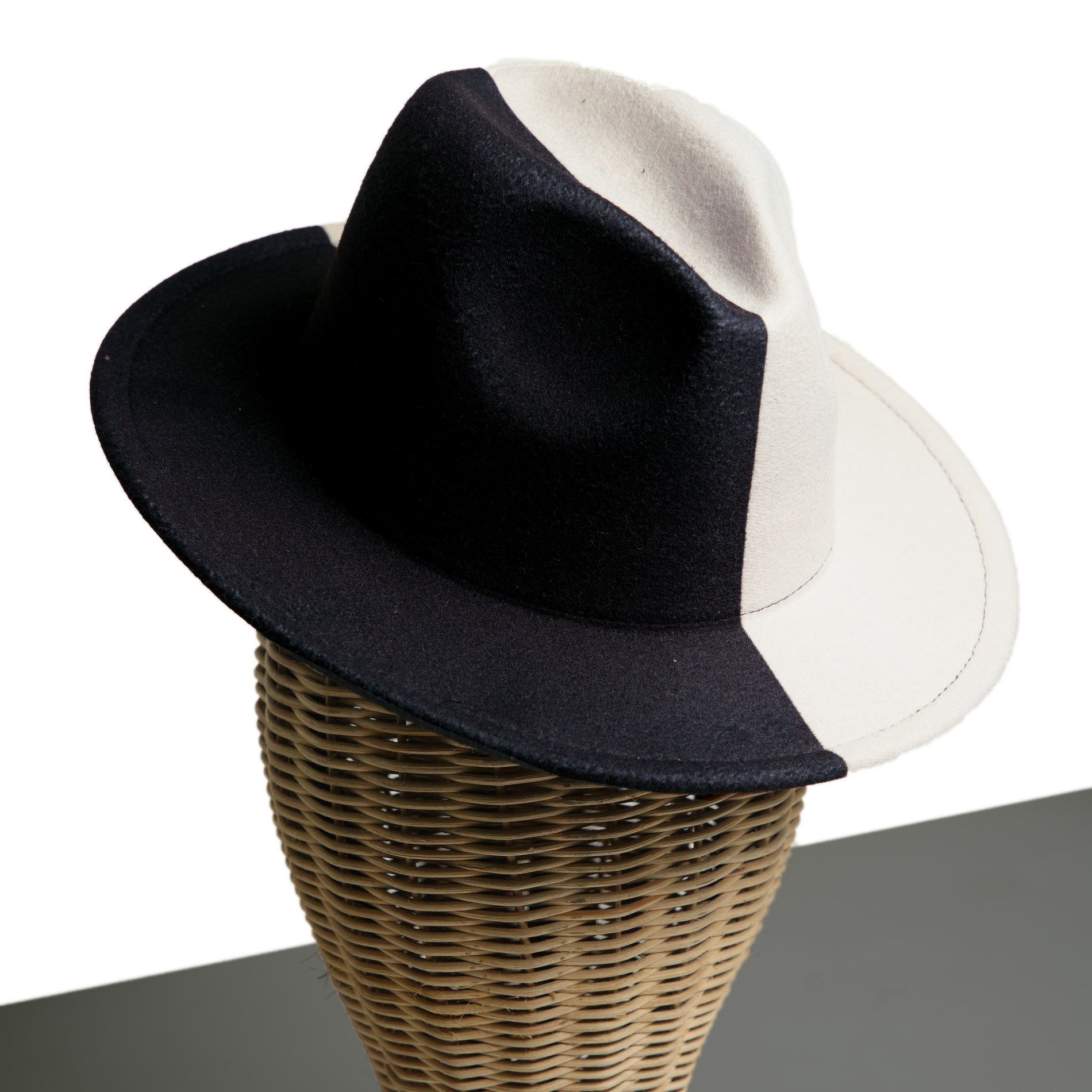 Chokore  Chokore Half and Half Fedora Hat (Black & White) 