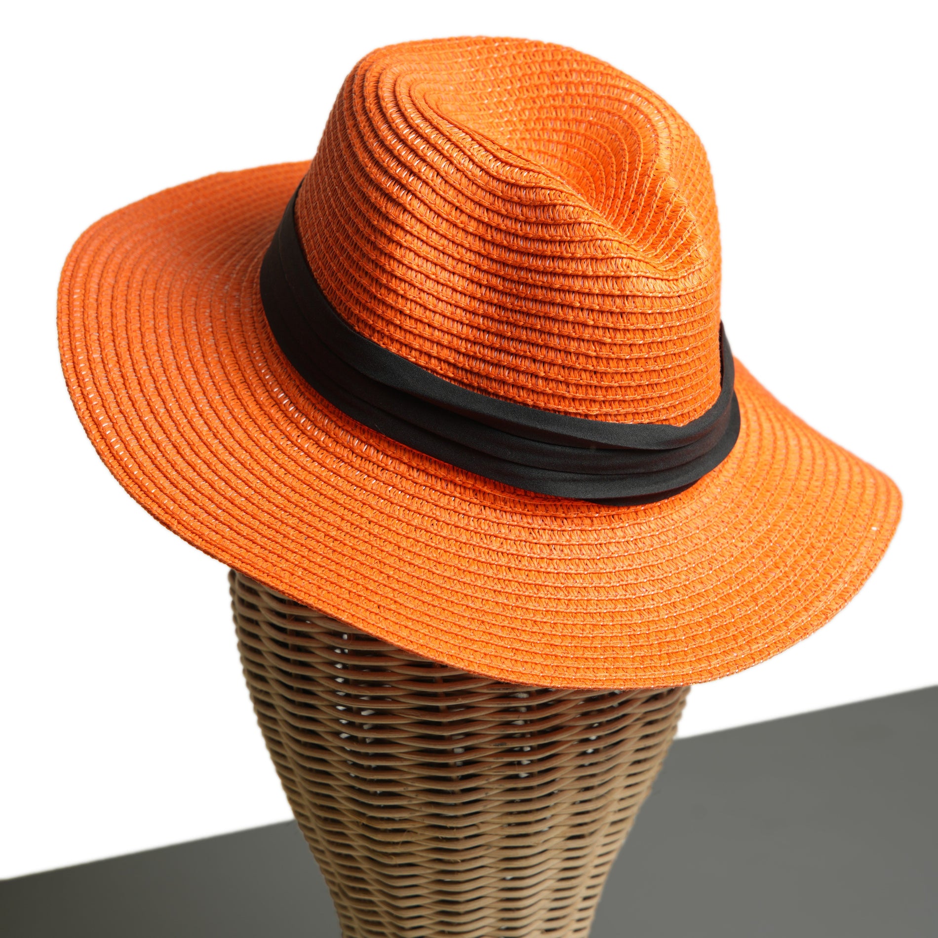 Chokore Chokore Straw Fedora Hat with Wide Brim (Orange) Chokore Straw Fedora Hat with Wide Brim (Orange) 