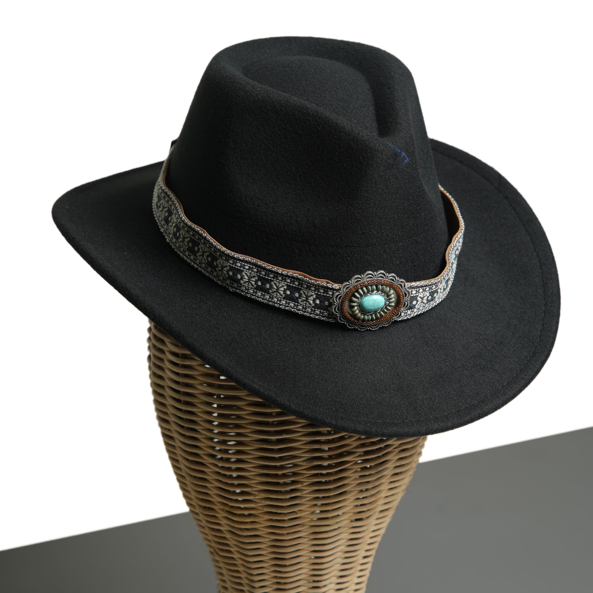 Chokore Chokore Ethnic Tibetan Cowboy Hat (Black) Chokore Ethnic Tibetan Cowboy Hat (Black) 