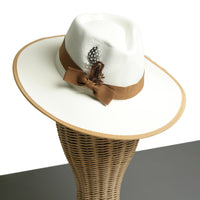 Chokore Chokore Feather Fedora Hat with Flat Brim