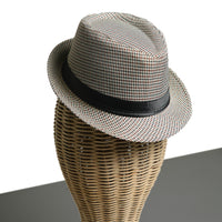 Chokore Chokore Fedora Hat in Houndstooth Pattern (Light Grey)