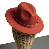 Chokore Chokore Pinched Fedora Hat with PU Leather Belt (Caramel)