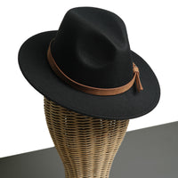 Chokore Chokore Pinched Cowboy Hat with PU Leather Belt (Black)