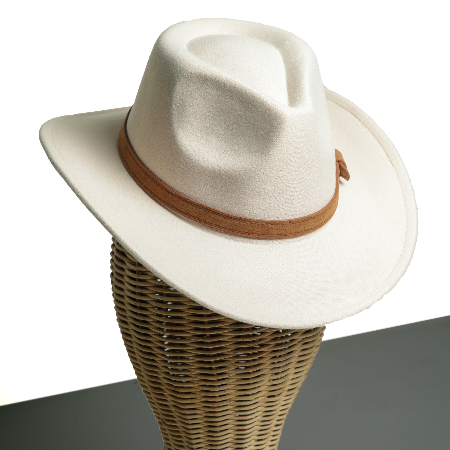 Chokore Chokore Pinched Cowboy Hat with PU Leather Belt (Off White) Chokore Pinched Cowboy Hat with PU Leather Belt (Off White) 