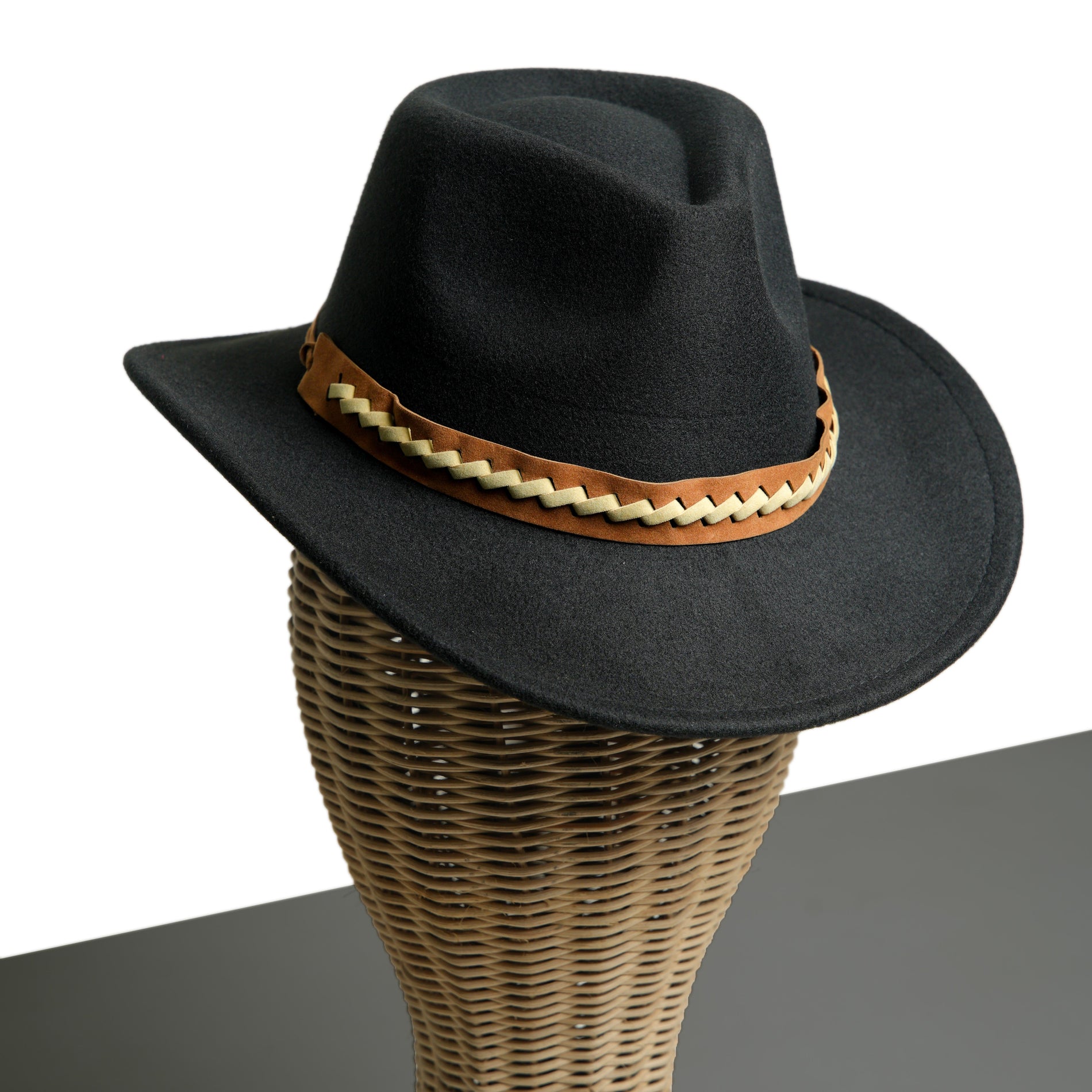 Chokore  Chokore Cowboy Hat with Braided PU Belt (Black) 