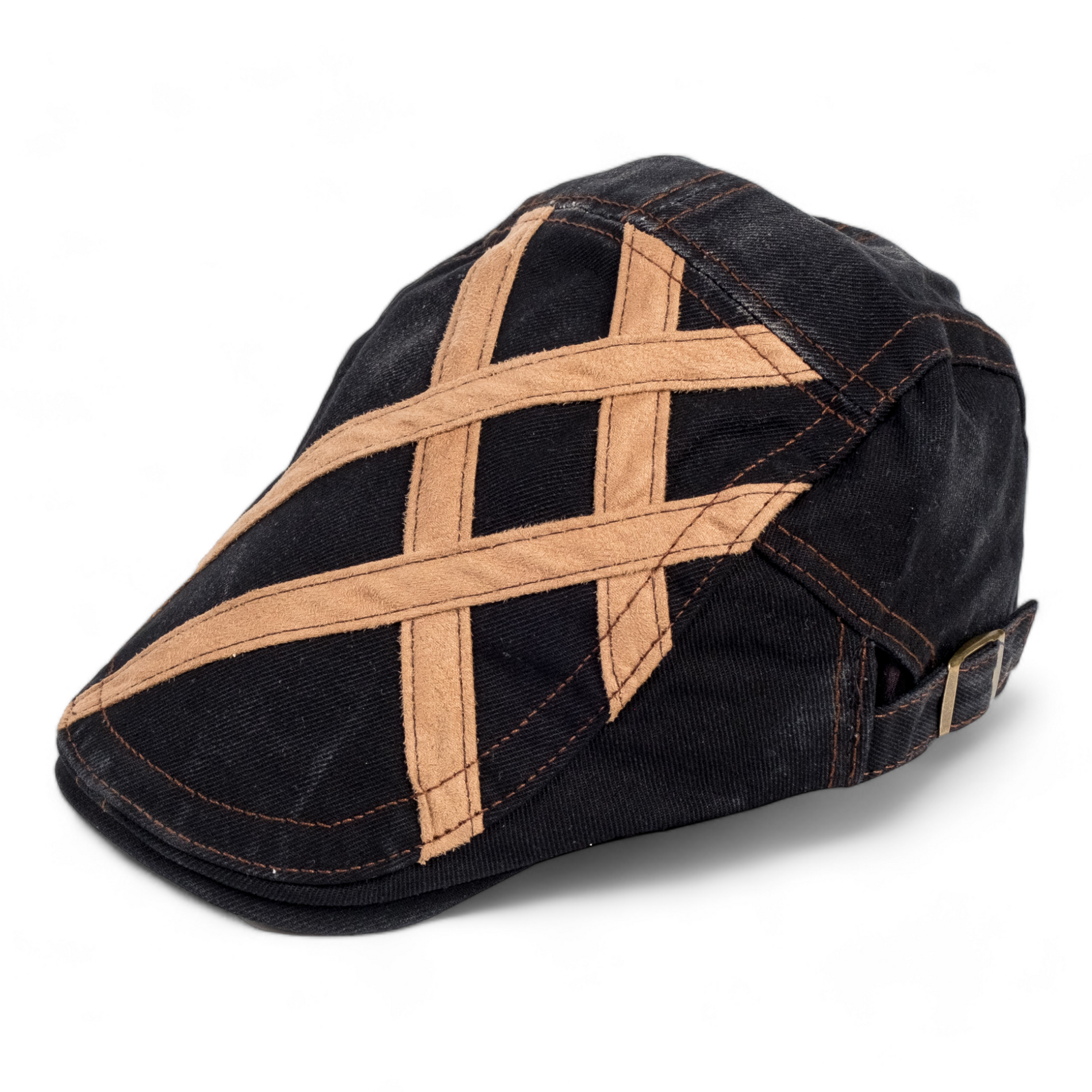 Chokore  Chokore Denim Ivy Cap with Suede Detail (Black) 