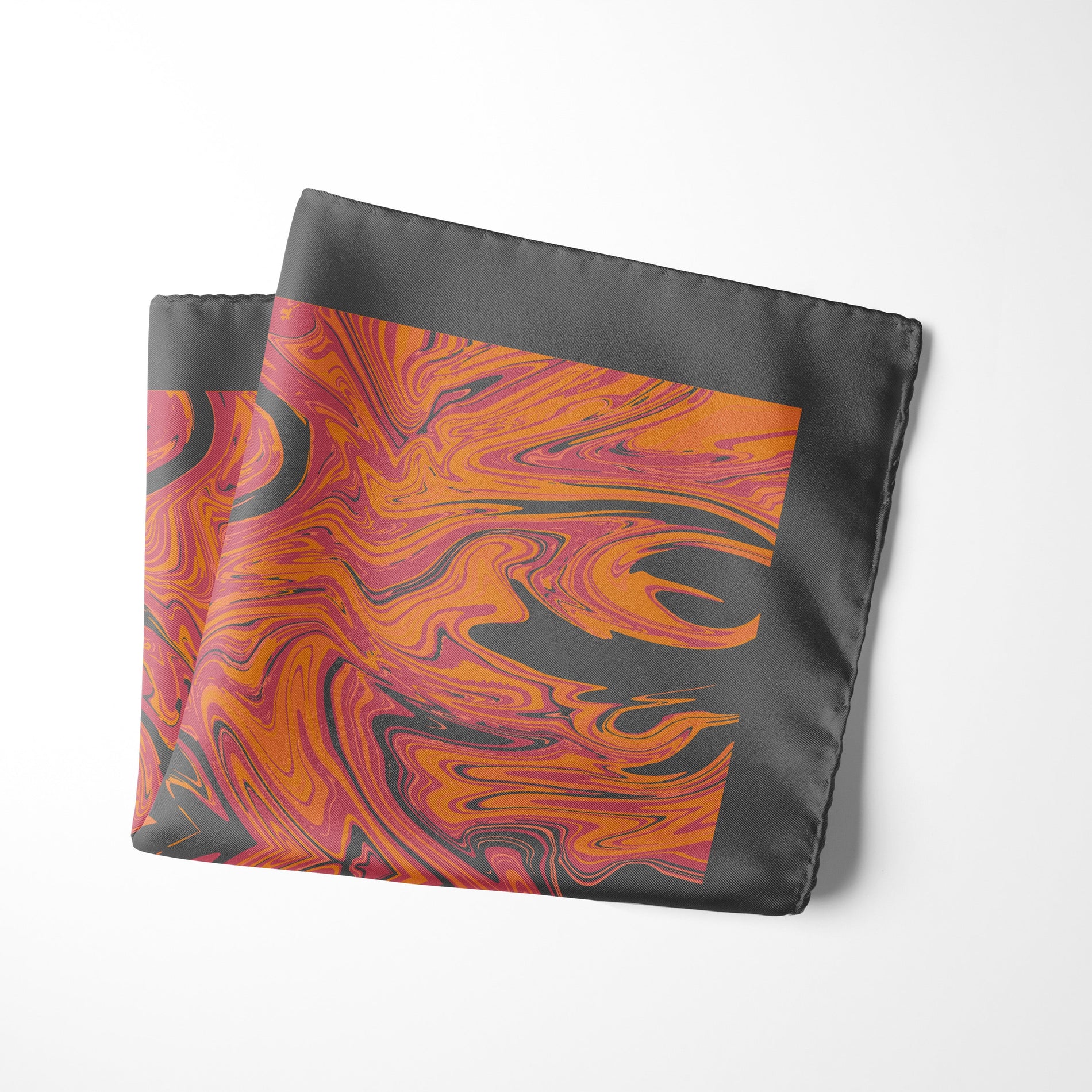 Chokore Chokore Orange Silk Pocket Square - Marble Range Chokore Orange Silk Pocket Square - Marble Range 