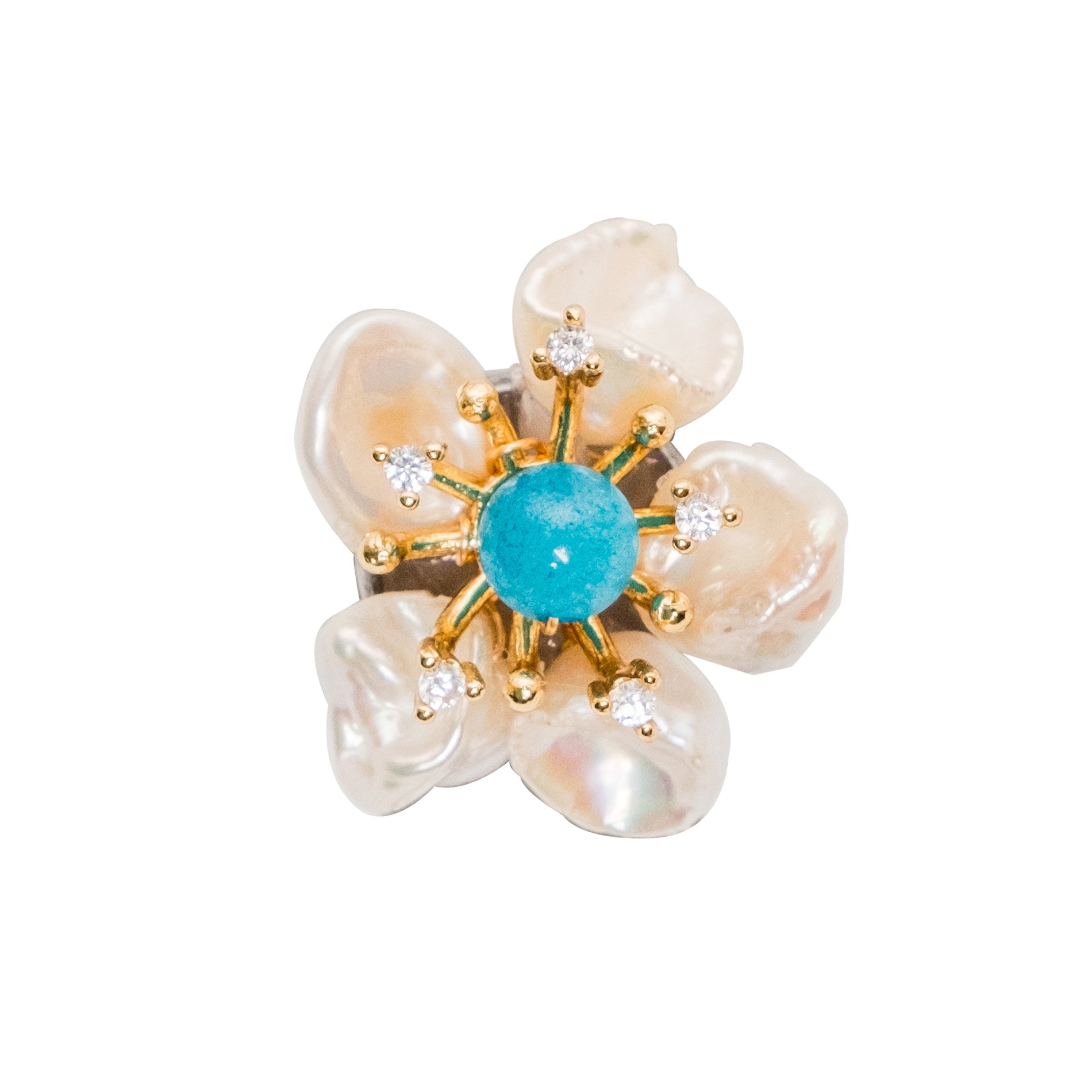 Chokore Chokore Natural Baroque Floral Brooch (Blue) Chokore Natural Baroque Floral Brooch (Blue) 