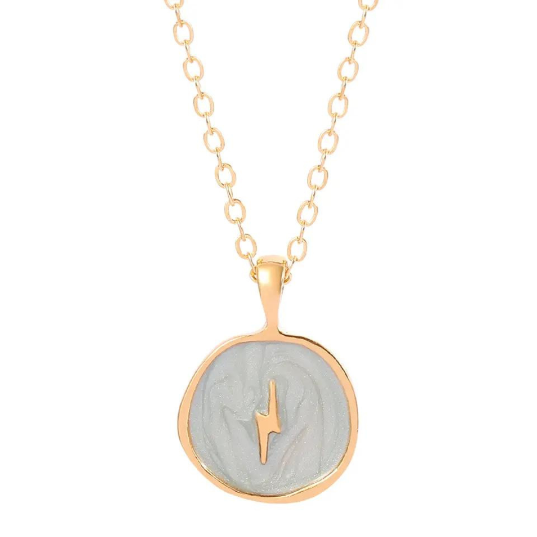 Chokore  Chokore Gray Enamel Lightening Necklace 