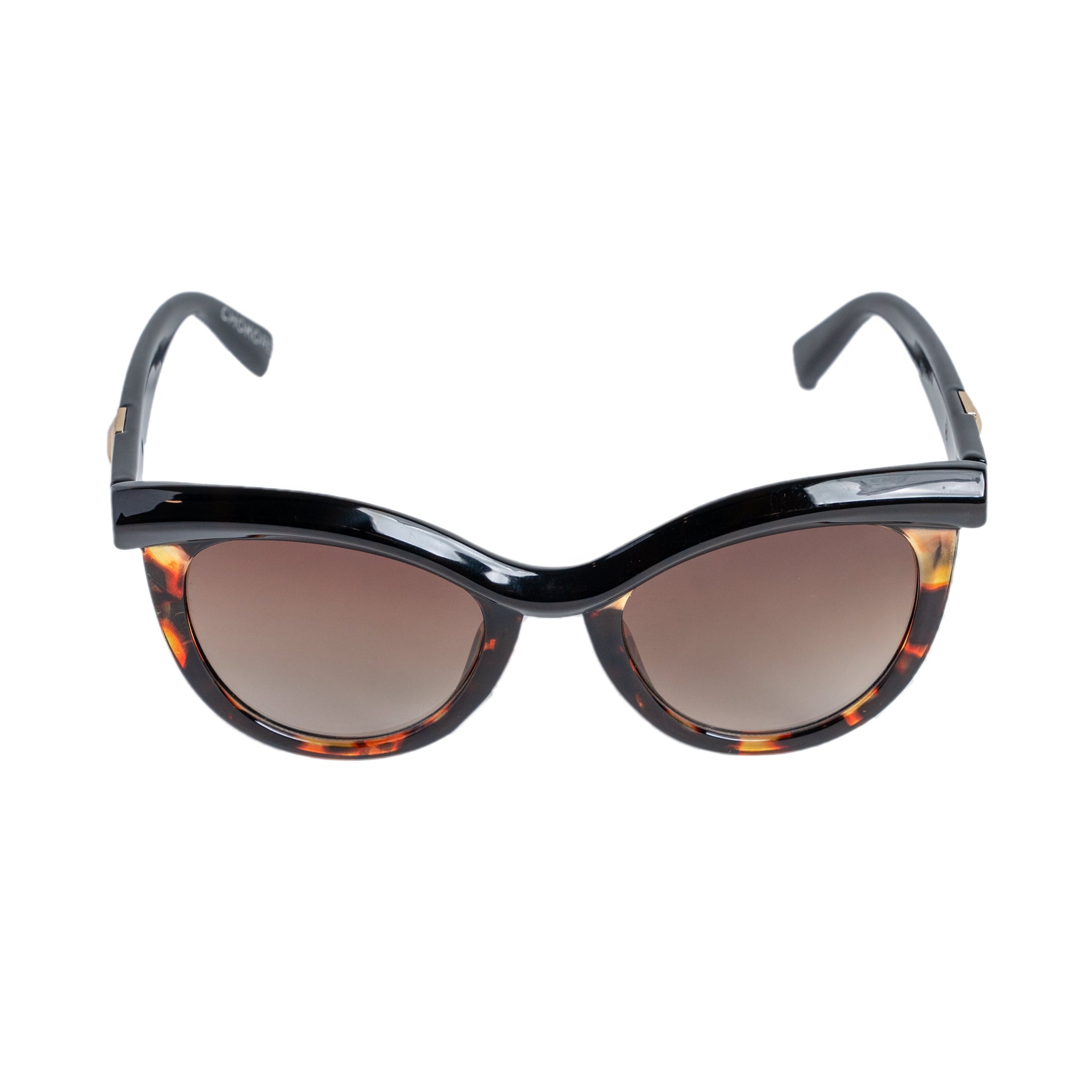 Chokore Vintage Cat-Eye Sunglasses with UV400 Protection (Black & Brown)