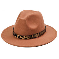 Chokore Chokore Fedora Hat with Leopard Belt (Khaki)