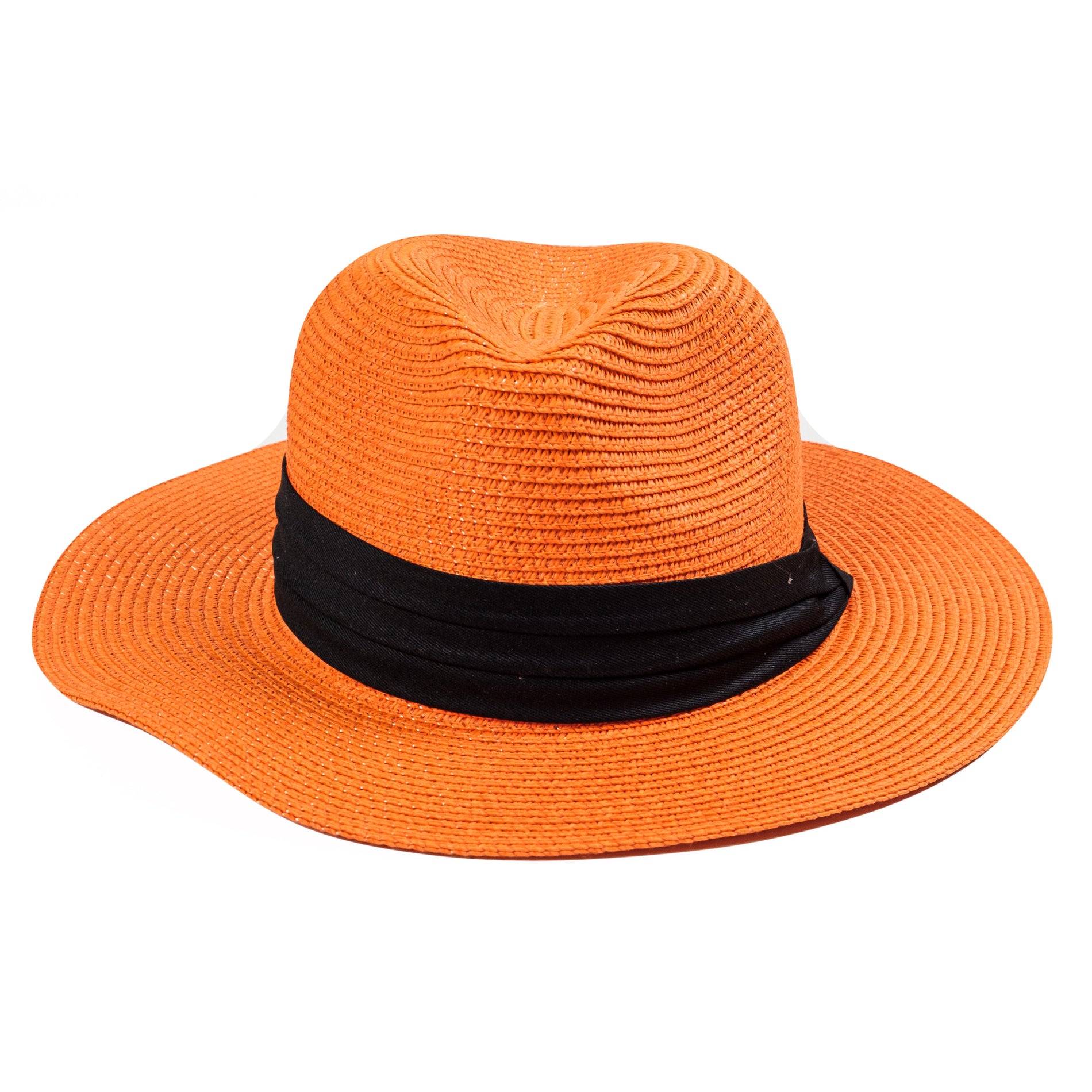 Chokore Chokore Straw Fedora Hat with Wide Brim (Orange) Chokore Straw Fedora Hat with Wide Brim (Orange) 