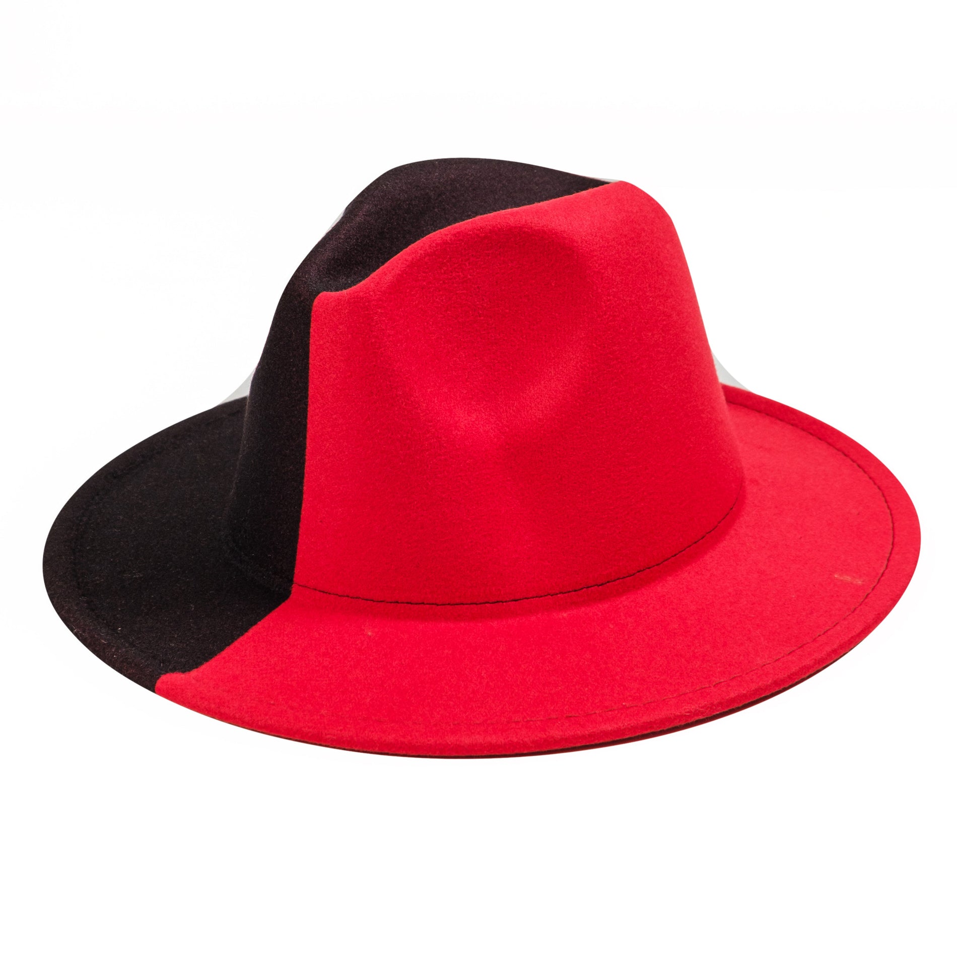 Chokore Chokore Half and Half Fedora Hat (Red & Black) Chokore Half and Half Fedora Hat (Red & Black) 