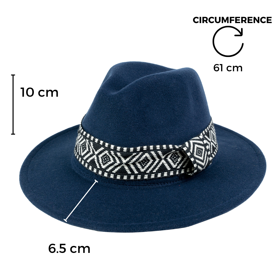 Chokore Chokore Fedora Hat with Zig-Zag Belt (Navy Blue) Chokore Fedora Hat with Zig-Zag Belt (Navy Blue) 