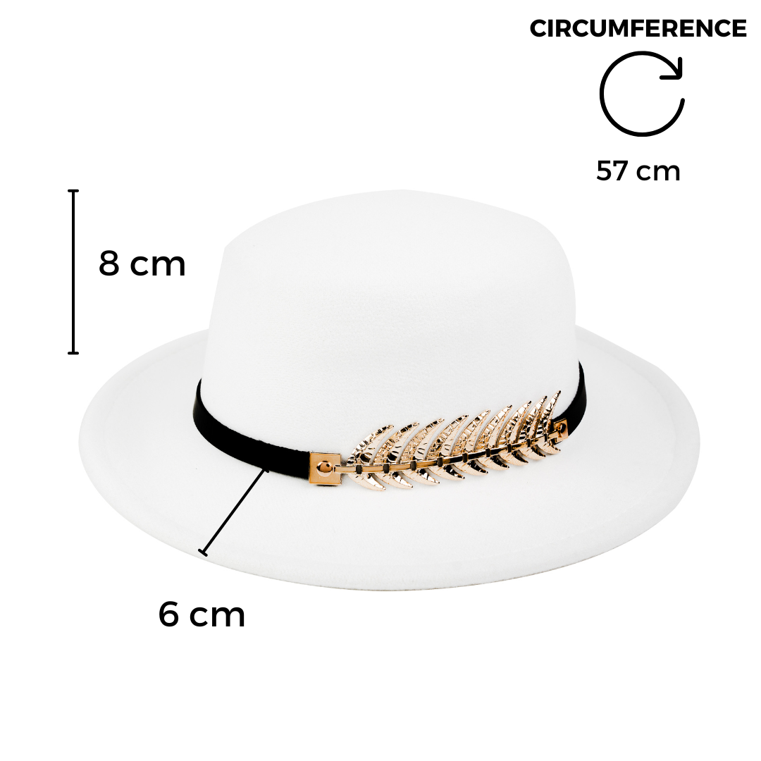 Chokore  Chokore Party Panama Hat with Leaf Buckle (White) 