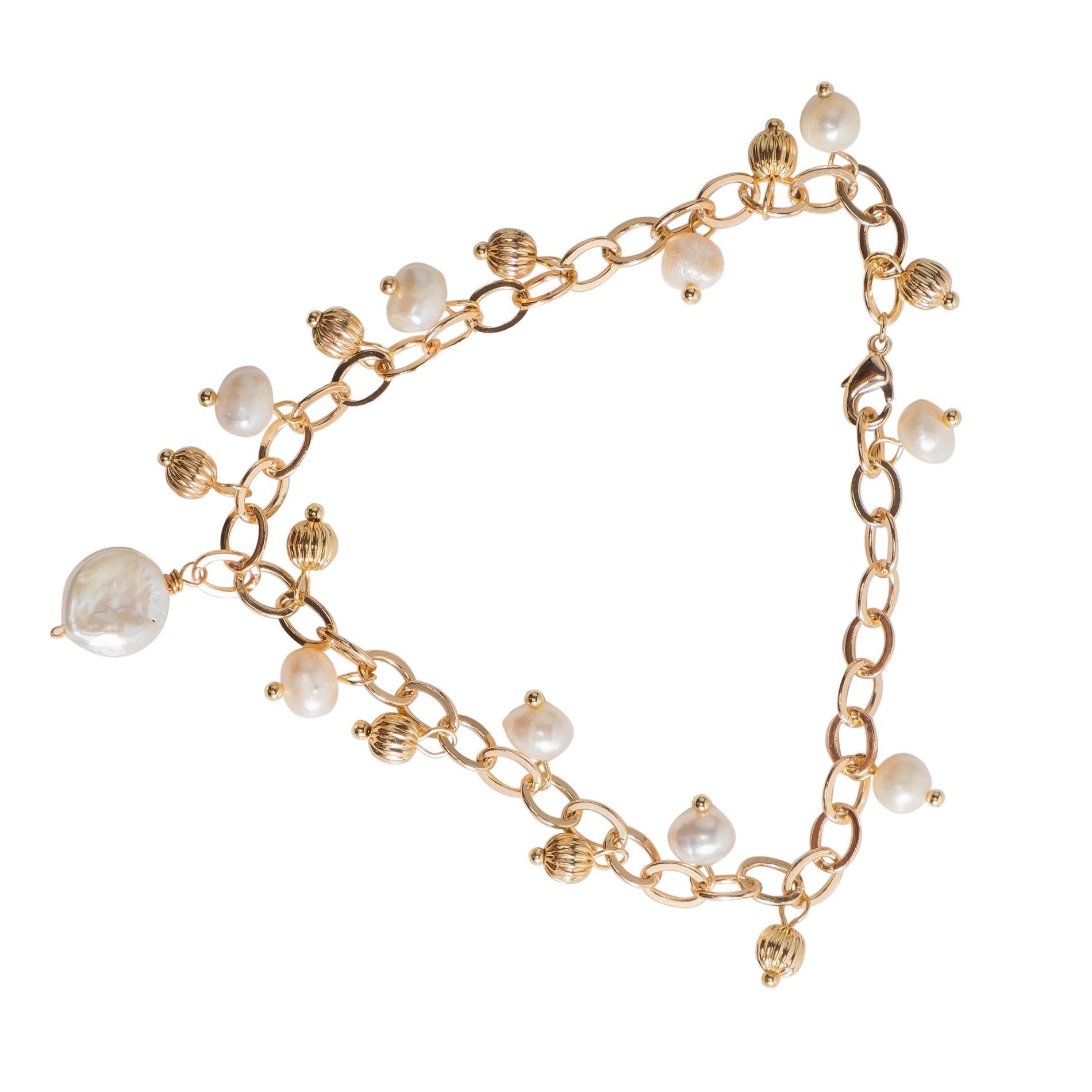 Chokore Chokore Link Chain Bracelet with White Freshwater Pearl Chokore Link Chain Bracelet with White Freshwater Pearl 