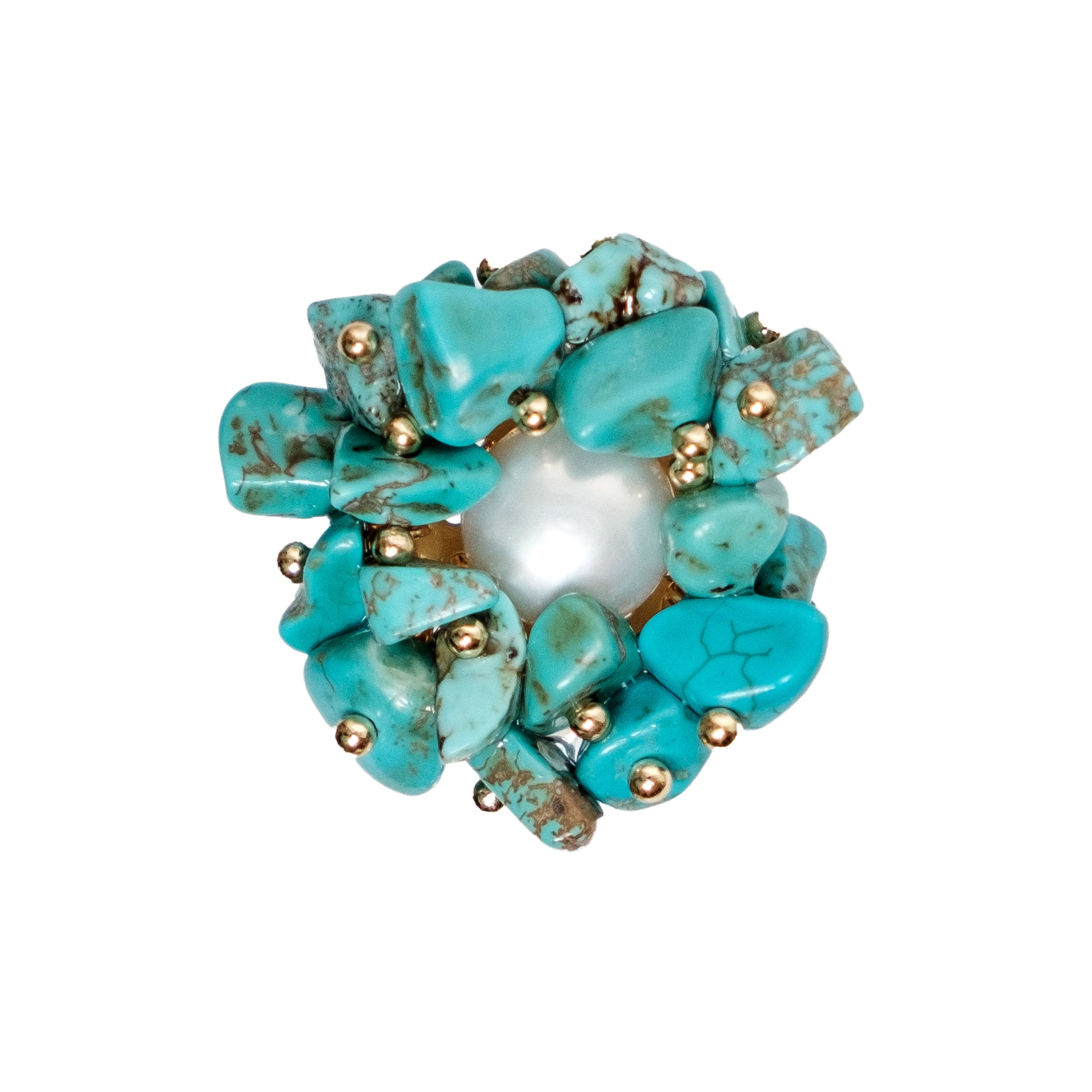 Chokore  Chokore Turquoise Stone Ring with Golden Pearl 