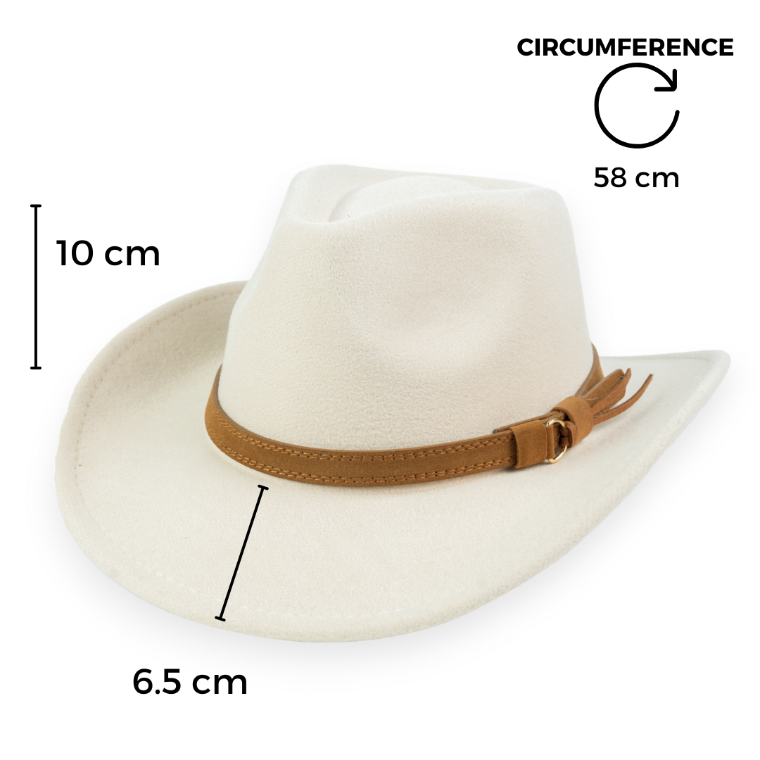 Chokore Chokore Pinched Cowboy Hat with PU Leather Belt (Off White) Chokore Pinched Cowboy Hat with PU Leather Belt (Off White) 