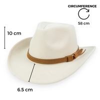 Chokore Chokore Pinched Cowboy Hat with PU Leather Belt (Off White)