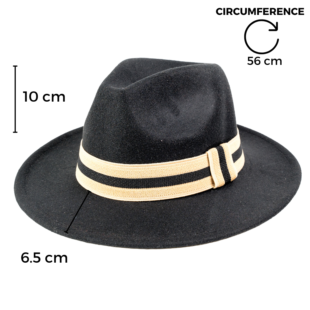 Chokore  Chokore Pinched Crown Fedora Hat with Elastic Band (Black) 