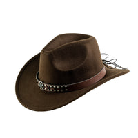 Chokore Chokore Cowboy Hat with Vegan Leather Embellished Belt (Chocolate Brown)