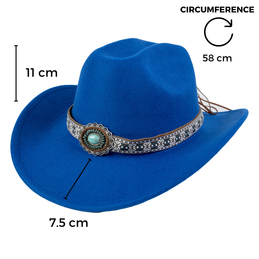 Chokore Chokore Ethnic Tibetan Cowboy Hat (Blue) Chokore Ethnic Tibetan Cowboy Hat (Blue) 