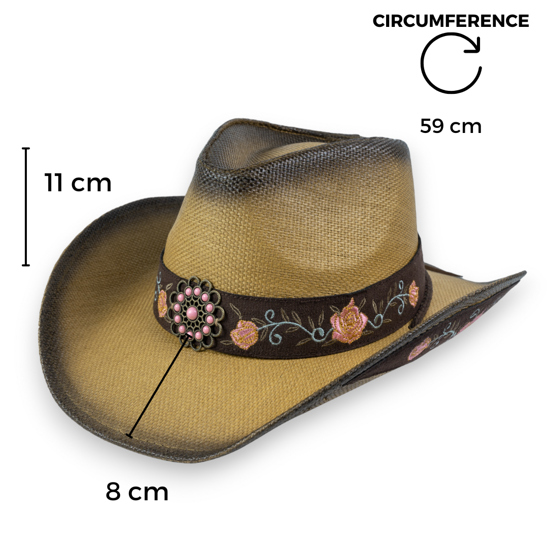 Chokore  Chokore Embroidered Straw Cowboy Hat with Windproof Rope (Khaki) 