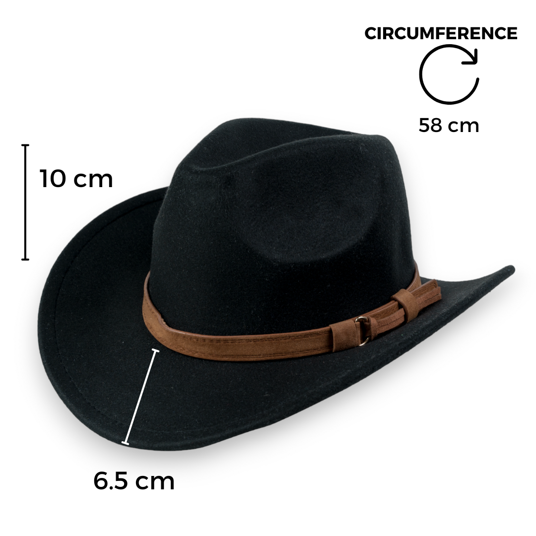 Chokore Chokore Pinched Cowboy Hat with PU Leather Belt (Black) Chokore Pinched Cowboy Hat with PU Leather Belt (Black) 