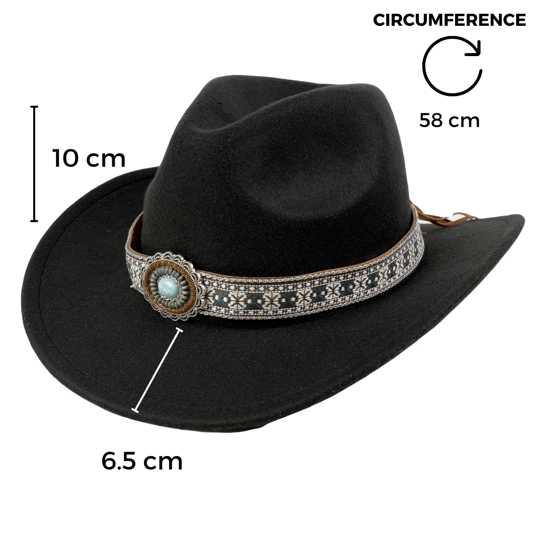 Chokore  Chokore Ethnic Tibetan Cowboy Hat (Black) 