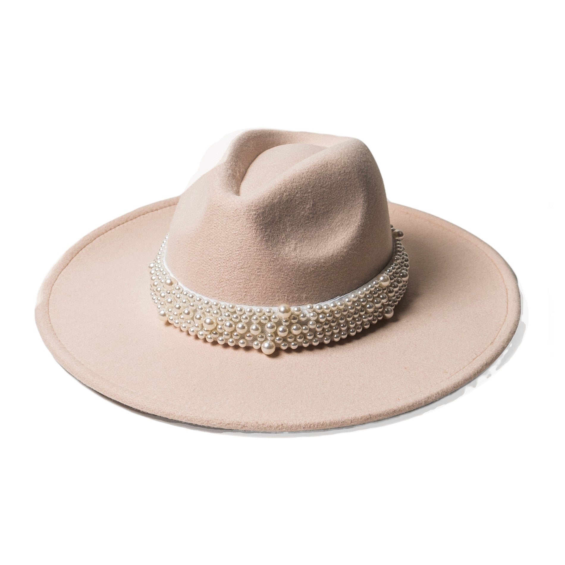 Chokore Chokore Pearl embellished Fedora Hat (Beige) Chokore Pearl embellished Fedora Hat (Beige) 