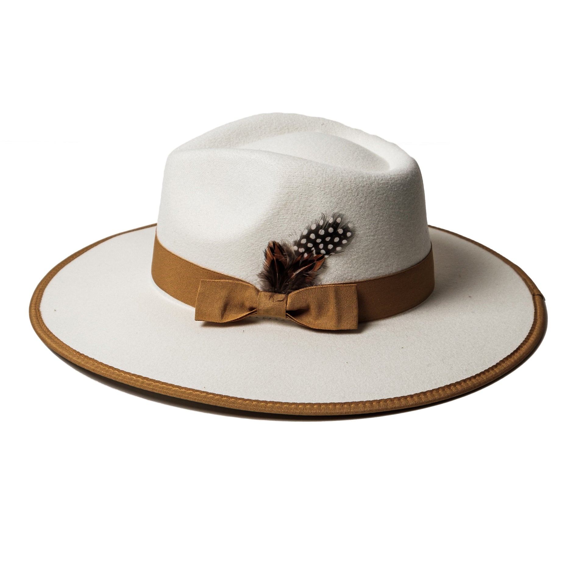 Chokore Chokore Feather Fedora Hat with Flat Brim Chokore Feather Fedora Hat with Flat Brim 