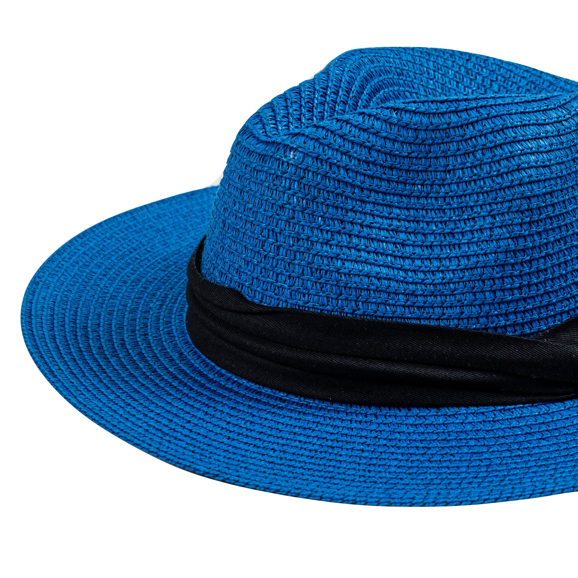 Chokore Chokore Straw Fedora Hat with Wide Brim (Blue) Chokore Straw Fedora Hat with Wide Brim (Blue) 