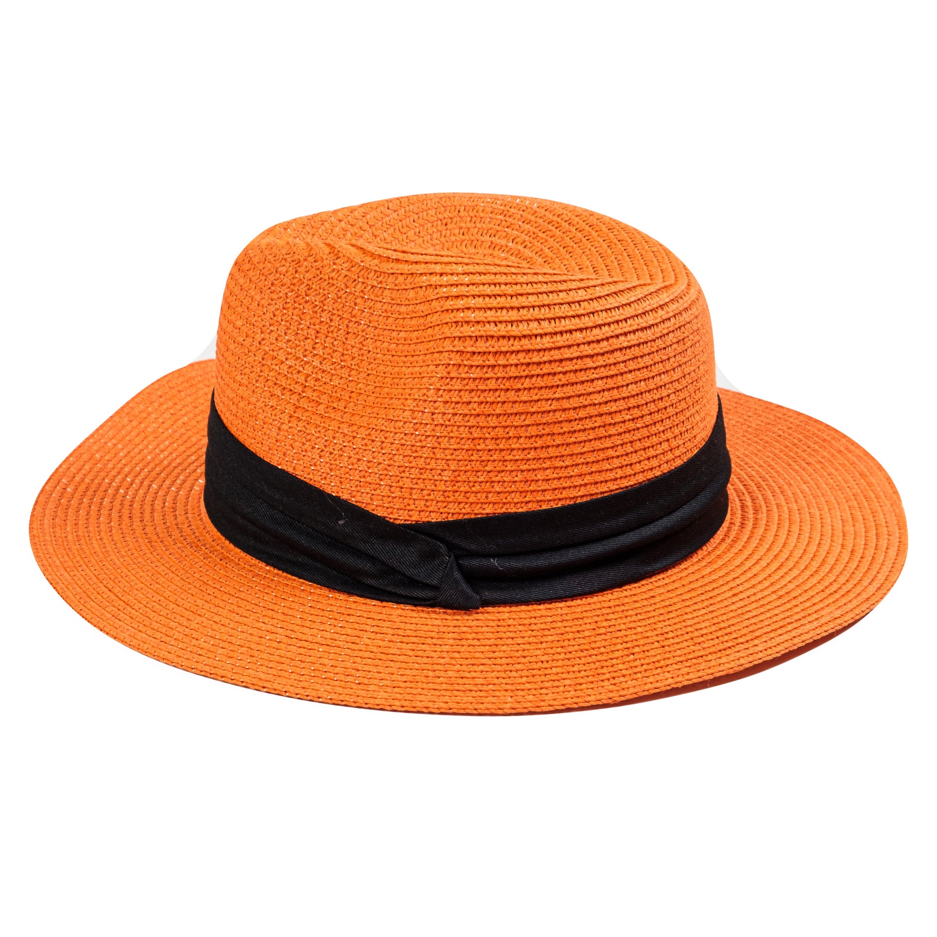 Chokore Chokore Straw Fedora Hat with Wide Brim (Orange) Chokore Straw Fedora Hat with Wide Brim (Orange) 