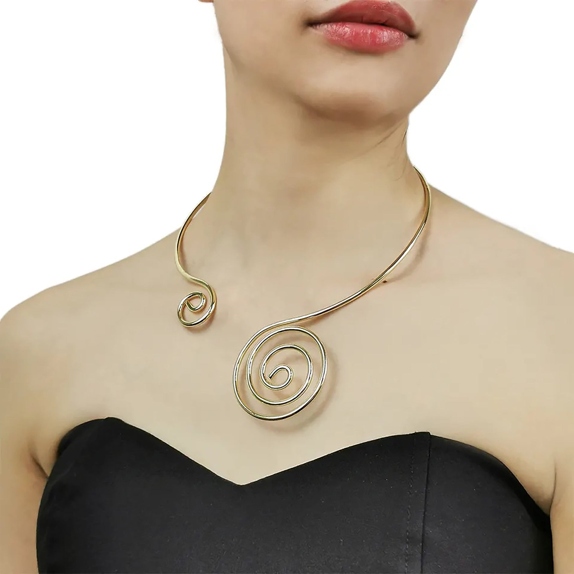 Chokore Chokore Double Spiral Choker Necklace (Gold) Chokore Double Spiral Choker Necklace (Gold) 