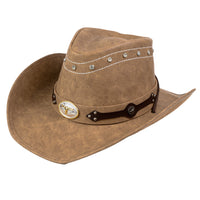 Chokore Chokore PU Leather Cowboy Hat with Ox Head (Camel)