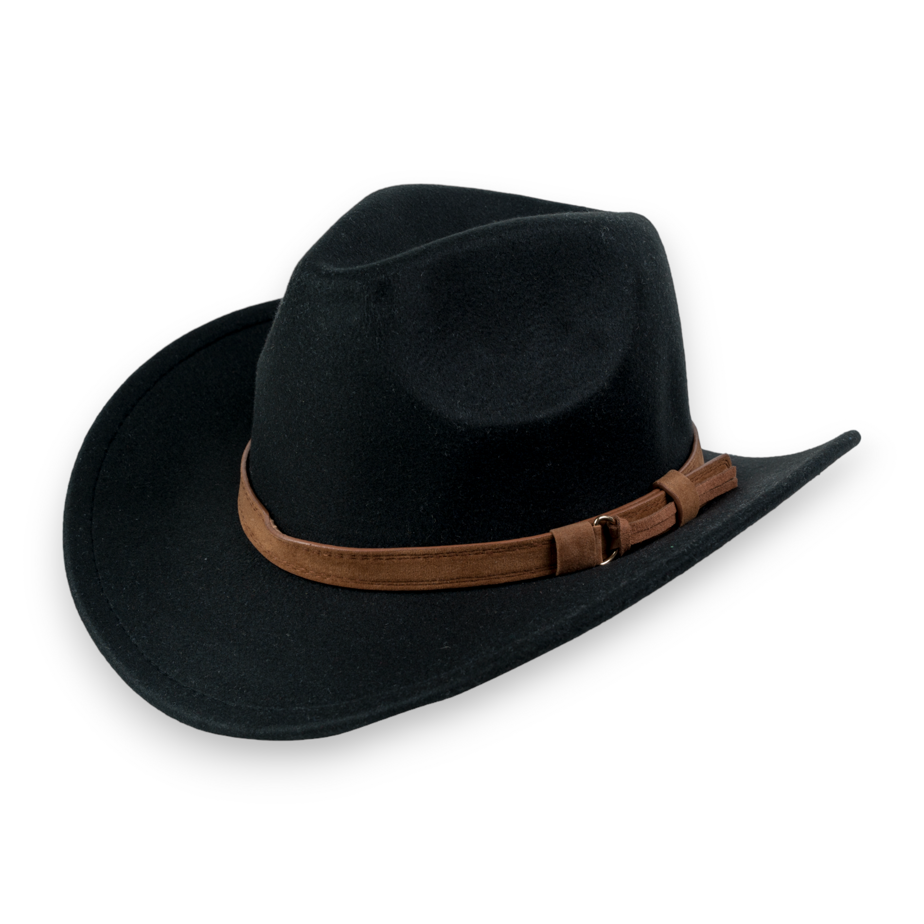 Chokore Chokore Pinched Cowboy Hat with PU Leather Belt (Black) Chokore Pinched Cowboy Hat with PU Leather Belt (Black) 