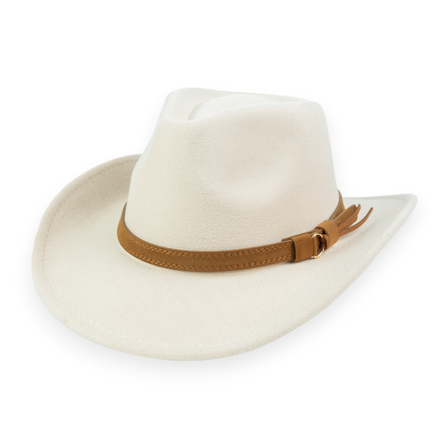 Chokore Chokore Pinched Cowboy Hat with PU Leather Belt (Off White) Chokore Pinched Cowboy Hat with PU Leather Belt (Off White) 