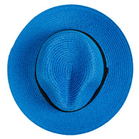 Chokore Chokore Straw Fedora Hat with Wide Brim (Blue)