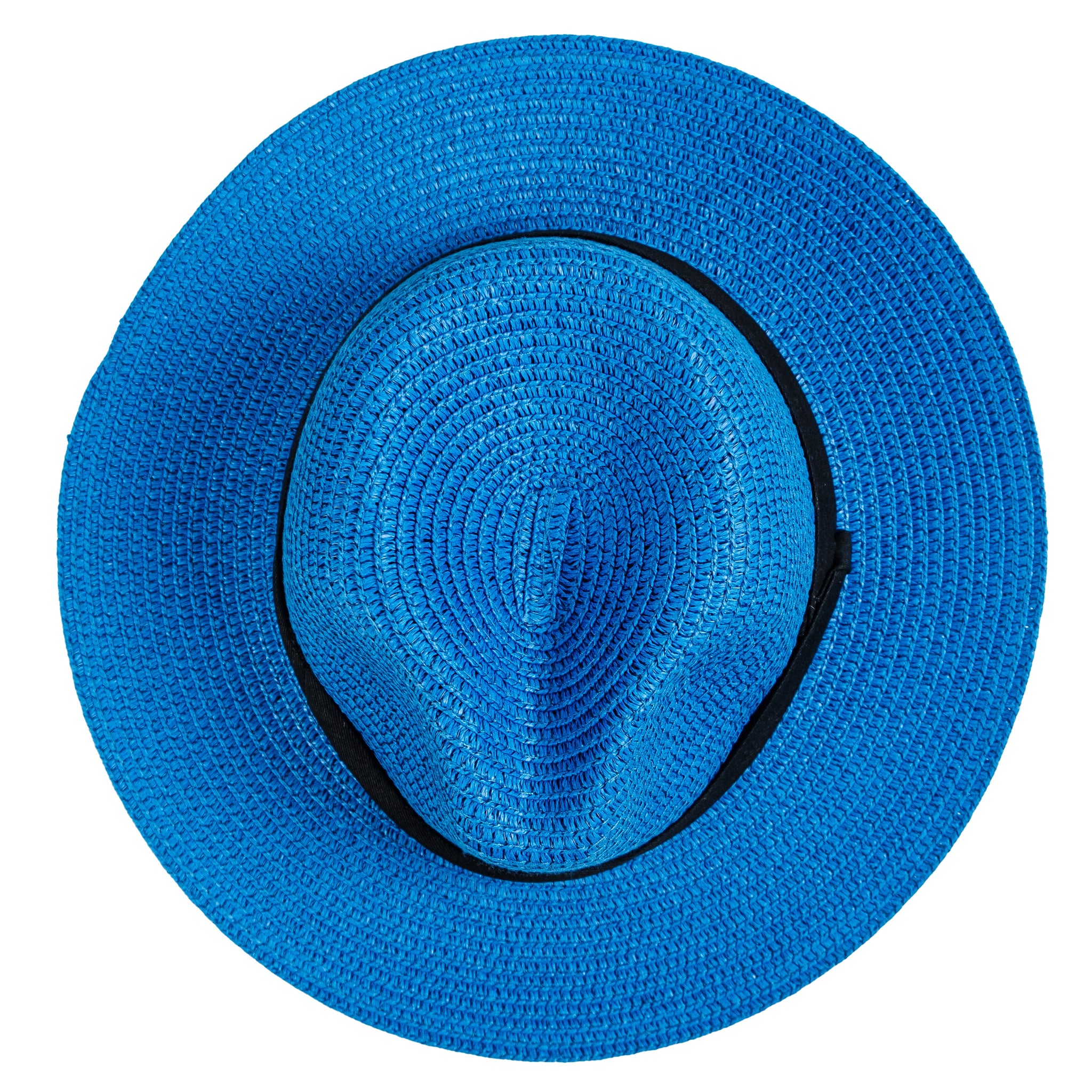 Chokore Straw Fedora Hat with Wide Brim (Blue)