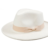 Chokore Chokore Fedora Hat with Bow Ribbon (White)