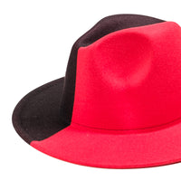 Chokore Chokore Half and Half Fedora Hat (Red & Black)