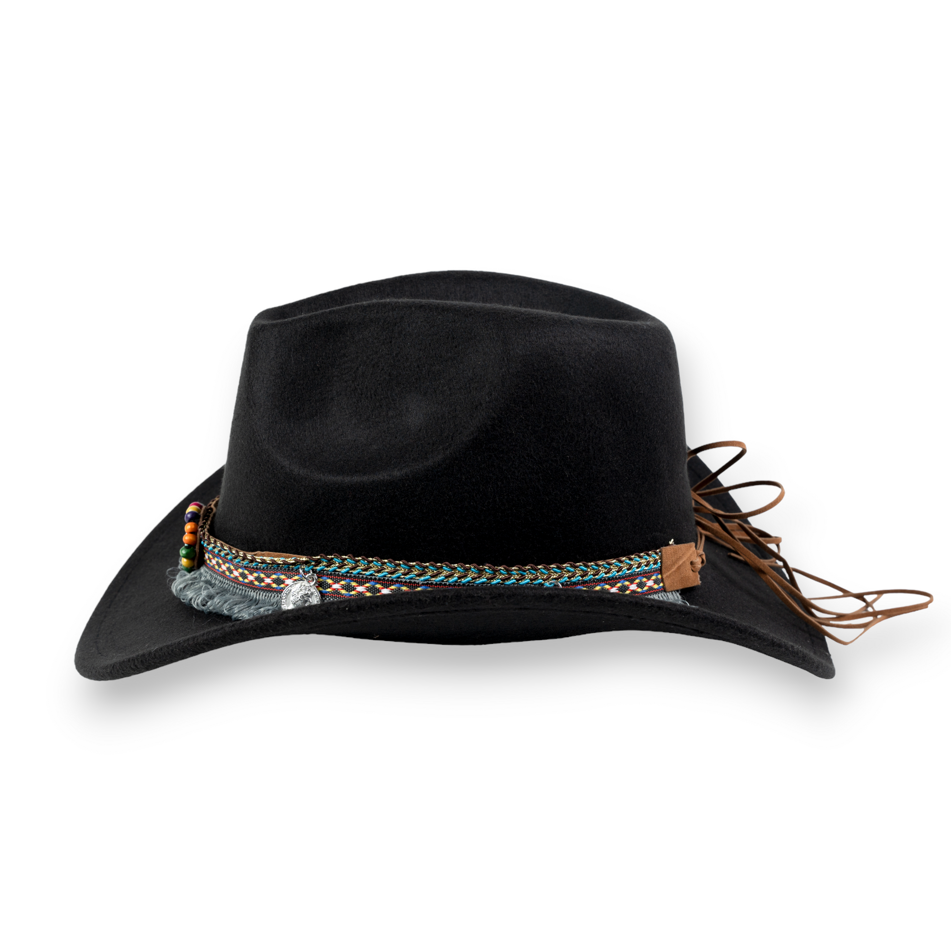 Chokore Chokore Boho-Tibetan Ethnic Cowboy Hat (Black) Chokore Boho-Tibetan Ethnic Cowboy Hat (Black) 