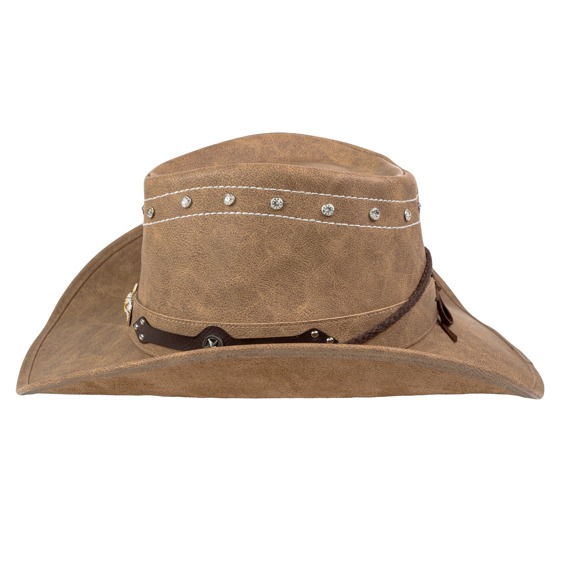 Chokore Chokore PU Leather Cowboy Hat with Ox Head (Camel) Chokore PU Leather Cowboy Hat with Ox Head (Camel) 