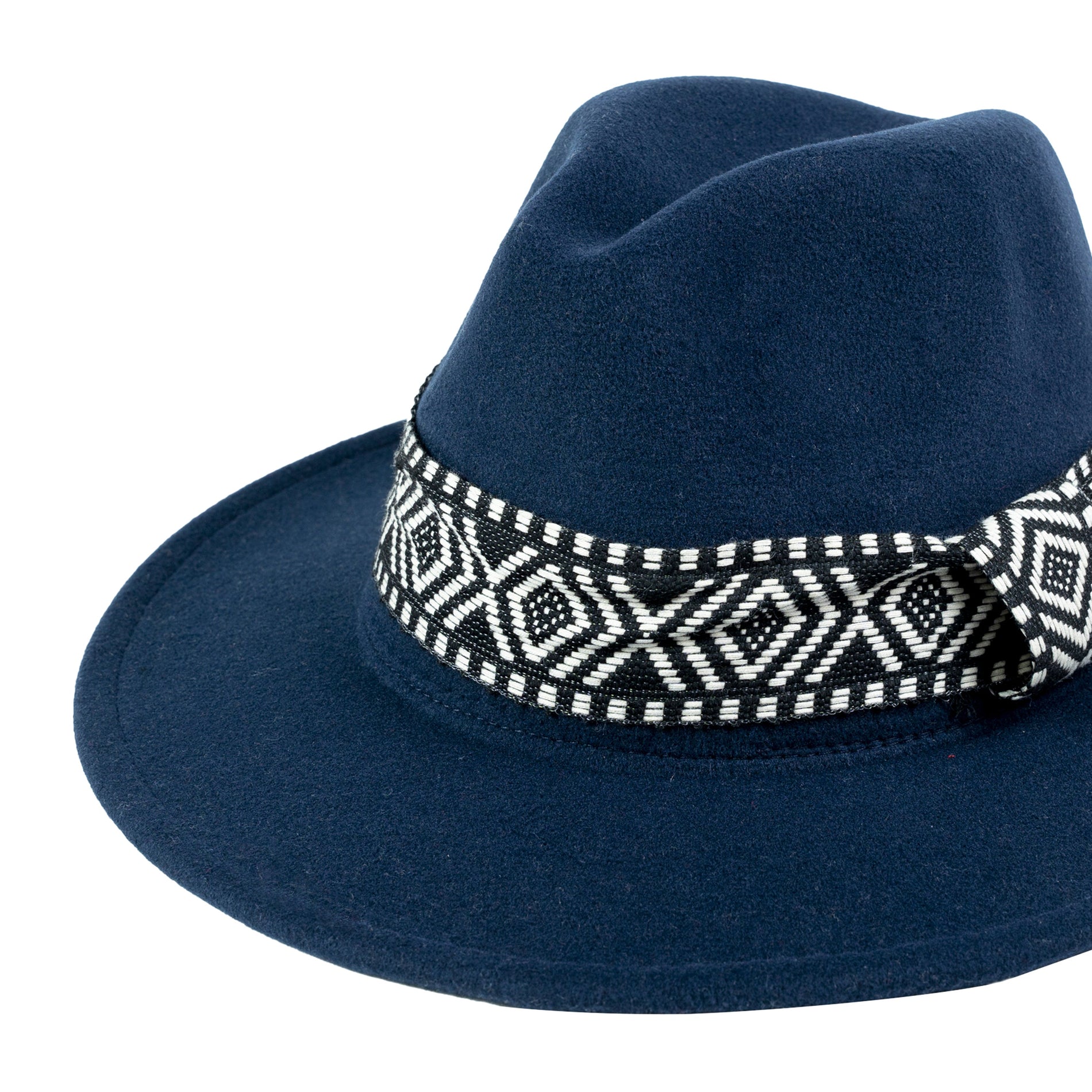 Chokore Chokore Fedora Hat with Zig-Zag Belt (Navy Blue) Chokore Fedora Hat with Zig-Zag Belt (Navy Blue) 